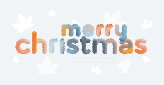Christmas text design with colorful fur line wave vector