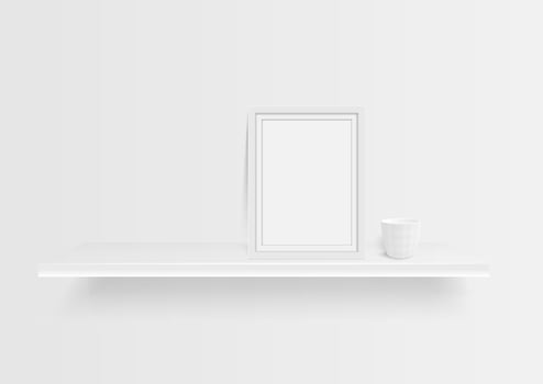 picture frame and white shelf vector