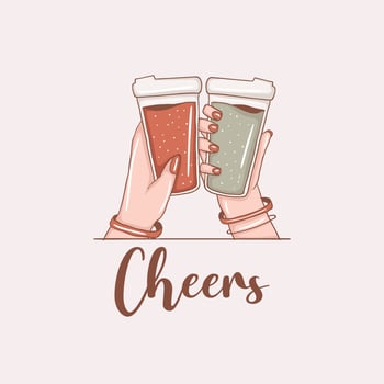 Colorful Hand drawn cheers illustration stickers vector