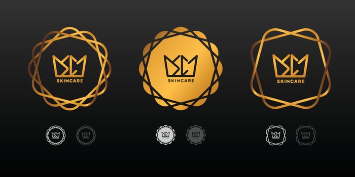 elegant skincare logo with gold color with various variations in EPS format vector