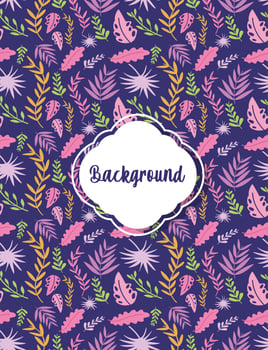 background floral leaves foliage decoration flat layout vector