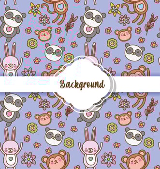 background cute animals decoration flat layout vector