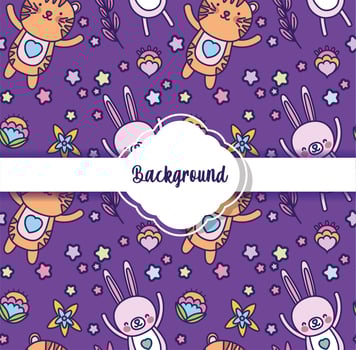 background cute animals decoration flat layout vector