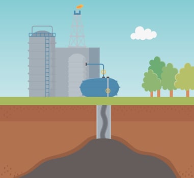 petrochemical industry process exploration fracking vector