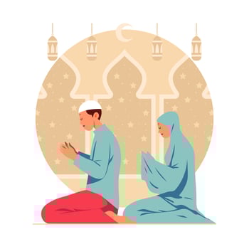 Muslim Couple Praying Together vector