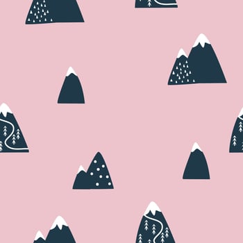 Mountains seamless pattern. Children's background. Vector illustration