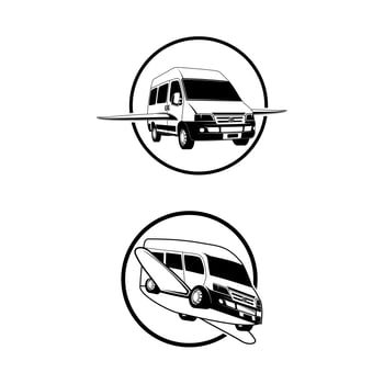 flying van silhouette vector