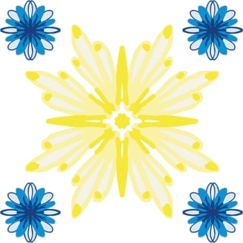 Azulejo portugal tile style blue and yellow color vector