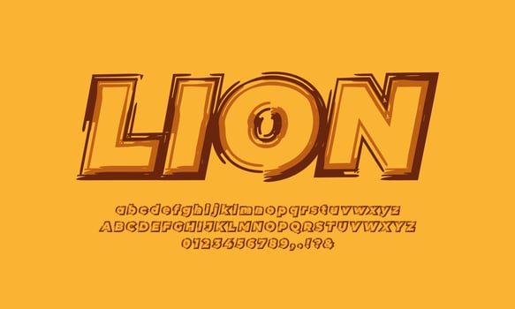 lion color brush text effect vector