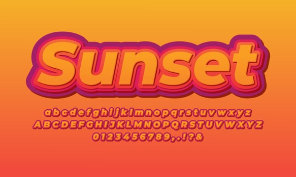 sunset text effect design vector