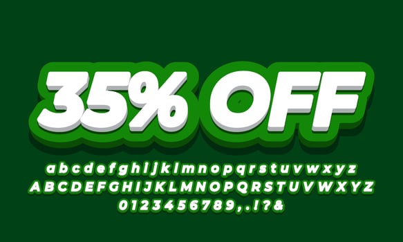 35 percent off sale discount promotion  3d  green template vector