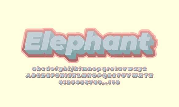 elephant color text effect design vector