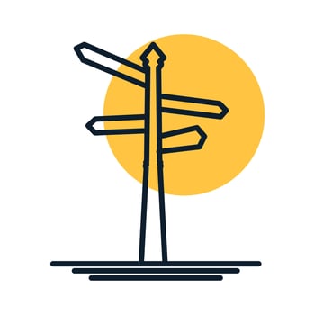 street sign line on sunset logo vector icon illustration