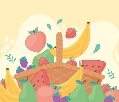 fruits filled basket vector