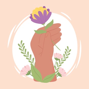 hand holding a flower vector