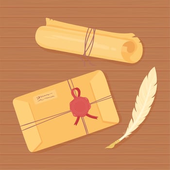 roll parchment and feather vector