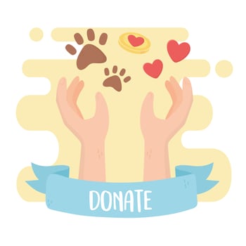 volunteering, help charity hands love animals vector