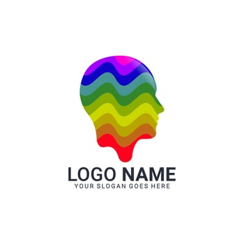 people head logo. human face illustration. mind creative logo vector
