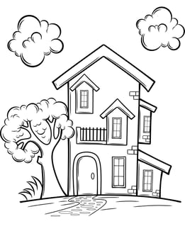 House Coloring book for adult and older children vector