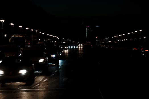 Winter traffic in one direction at rush hour in the city photo