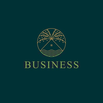 Modern beachfront villa line art logo vector