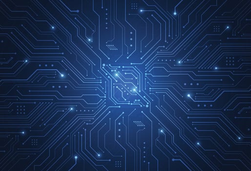 Abstract digital background with technology circuit board texture. Electronic motherboard illustration. Communication and engineering concept. Vector illustration