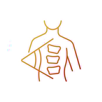 Cobb method gradient linear vector icon. Cobb angle. Scoliosis degree measurement. Spine curvature angle calculation. Thin line color symbol. Modern style pictogram. Vector isolated outline drawing