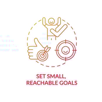 Set small, reachable goals concept icon. Parenting tip for ADHD abstract idea thin line illustration. Increasing focus and attention. Reward system. Vector isolated outline color drawing