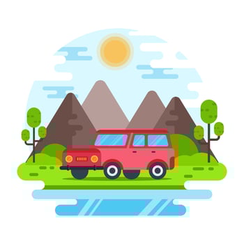 Captivating waterfall landscape, flat mini illustration vector