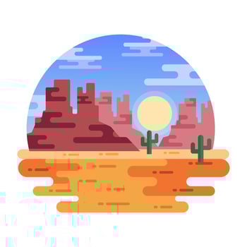 Check out this flat illustration of desert view vector