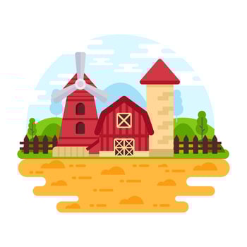 Get your hands on this amazing village landscape vector