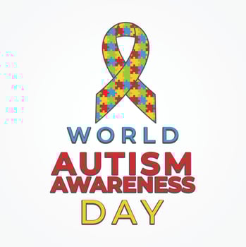 Awareness for people with autism, illustration of autistic support concept, autism symbol, ribbon, heart, puzzle vector