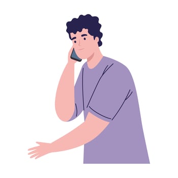 young man talking phone vector