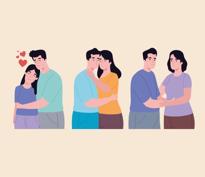 group people in love vector