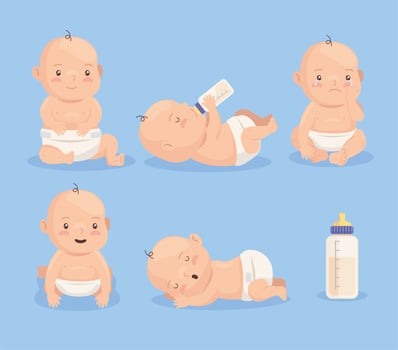 cute baby boys vector