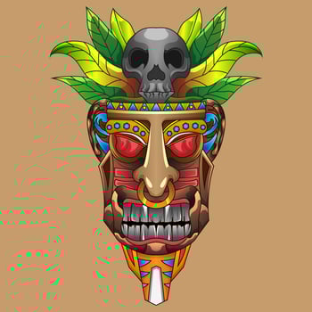 Illustration Astec tiki mask fantasy god indian in africa statue hawaiian for apparel tshirt design and costum vector