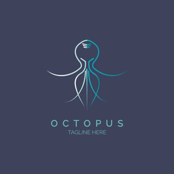 octopus squid logo line style design template for brand or company and other vector