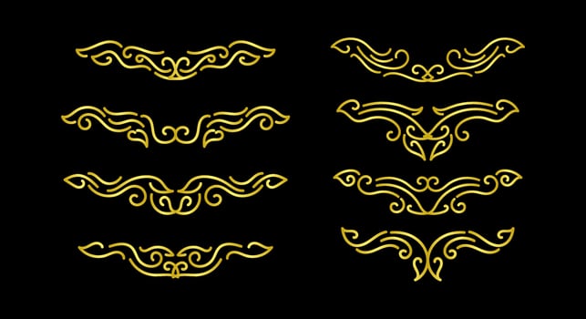 Gold Borders Elements Set Collection, ornament Vector