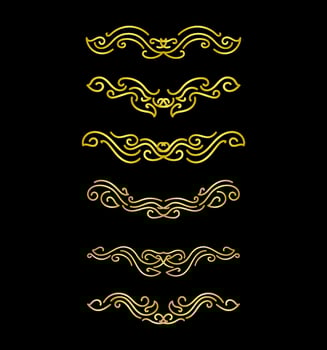 Gold Borders Elements Set Collection, ornament Vector