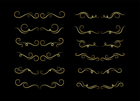 Gold Borders Elements Set Collection, ornament Vector