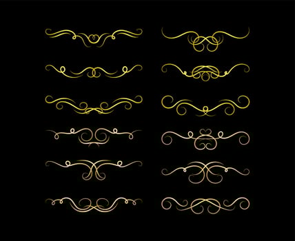 Gold Borders Elements Set Collection, ornament Vector