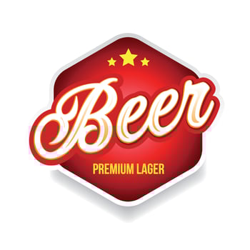 Beer sign on red label vector