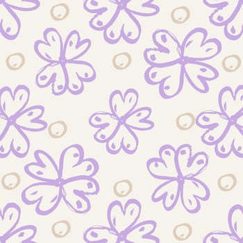 Hand-drawn floral background. Vector seamless pattern in doodle style.  Ideal for fabric, home textiles.