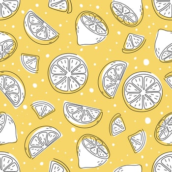 seamless pattern of lemon with hand draw style vector