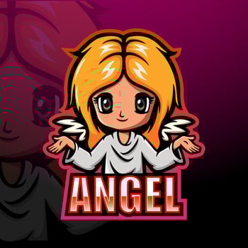 Angel girl esport mascot logo design vector