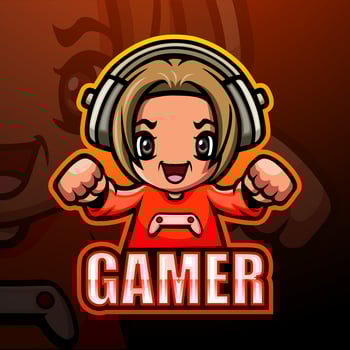 Gamer girl esport mascot logo design vector