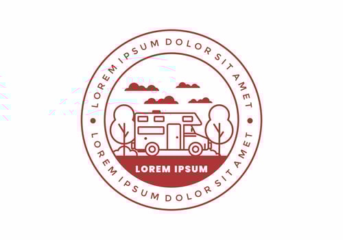 Line art motorhome flat illustration vector