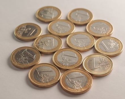 Many one Euro coins photo