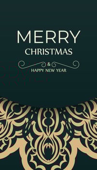 Flyer merry christmas dark green color with abstract yellow ornament vector