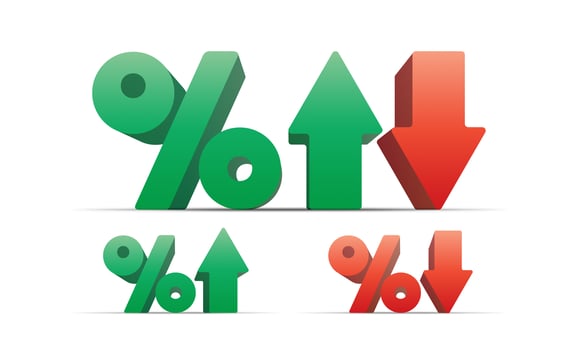 Percentage and arrow icons vector